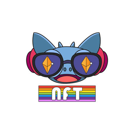 Isolated bat trans animated ntf color art digital ilustration vectorのイラスト素材