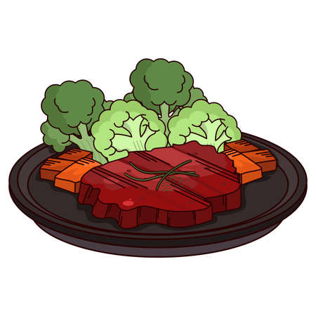 Isolated meat vegetables food healthy nutrition vector illustrationのイラスト素材
