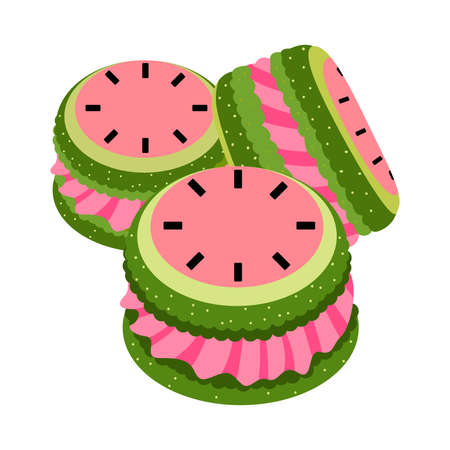 Isolated strawberries cookies Gourmet dessert Sweet food Vector illustrationのイラスト素材