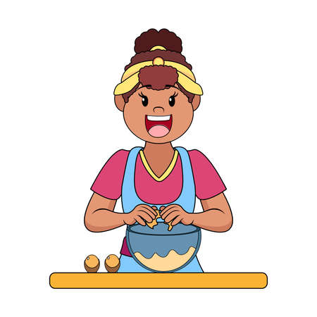 Isolated happy woman making a dessert Vector illustrationのイラスト素材