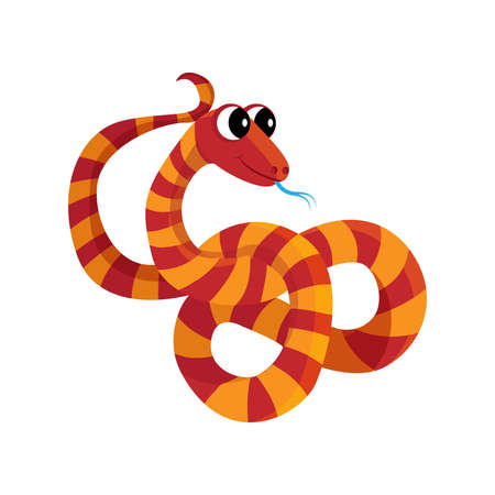 Isolated red snake animated animals jungle vector illustration