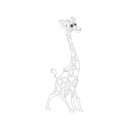 Isolated giraffe draw turtle animated animals jungle vector illustrationのイラスト素材