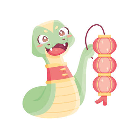 Isolated cute snake with traditional chinese clothes Zodiac sign Vector illustrationのイラスト素材