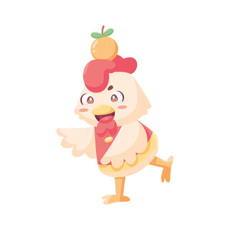 Isolated cute rooster with traditional chinese clothes Zodiac sign Vector illustrationのイラスト素材