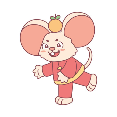 Isolated cute rat with traditional chinese clothes Zodiac sign Vector illustrationのイラスト素材