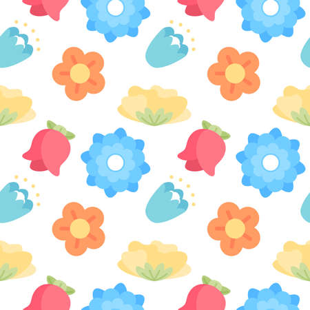 Colored floral pattern Flowers background Vector illustration