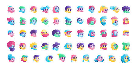 Set of different urban character avatars Vector illustrationのイラスト素材
