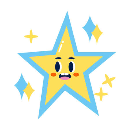Isolated colored surprised star emote Vector illustrationのイラスト素材