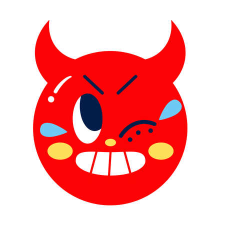 Isolated colored happy devil emote Vector illustrationのイラスト素材