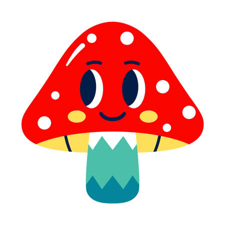 Isolated colored happy mushroom emote Vector illustrationのイラスト素材