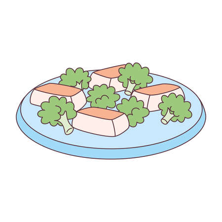 Isolated healthy food Vegeteables, fruits and protein Vector illustrationのイラスト素材