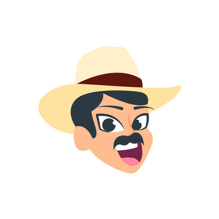 Isolated typical muleteer face colombian culture Vector illustrationのイラスト素材