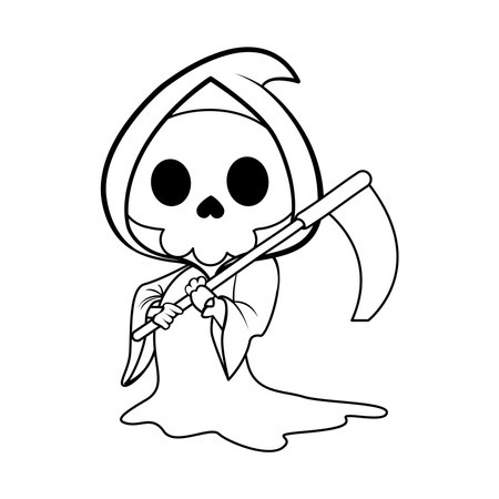 Isolated death kawaii tattoo vector illustrationのイラスト素材