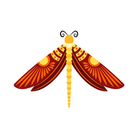 Isolated orange dragonfly vector illustrationのイラスト素材