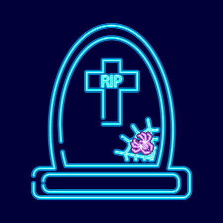 Isolated grave neon Halloween vector illustrationのイラスト素材