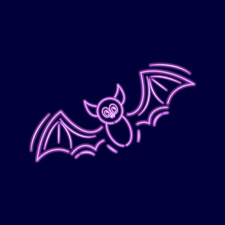 Isolated bat neon Halloween vector illustration