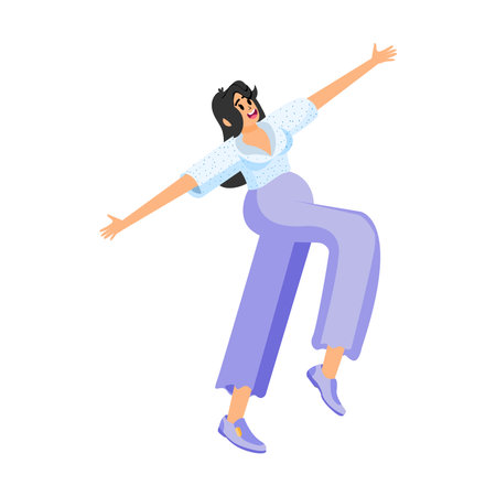 Isolated happy woman dancing Hobby Vectorのイラスト素材