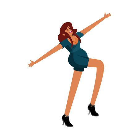 Isolated happy woman dancing Hobby Vectorのイラスト素材