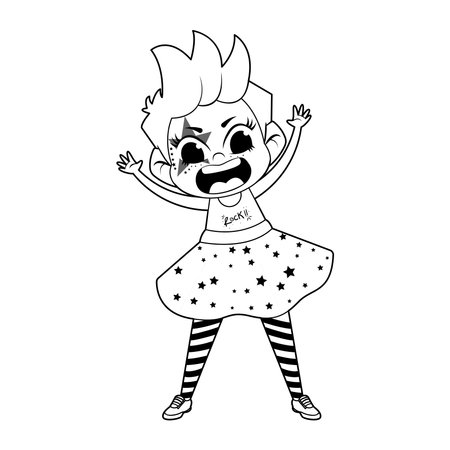 Isolated girl disguised rock star Hallloween costume Vectorのイラスト素材