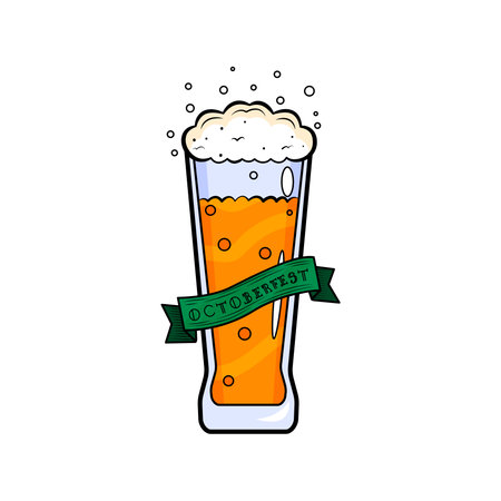 Isolated beer glass with foam Octoberfest Vectorのイラスト素材
