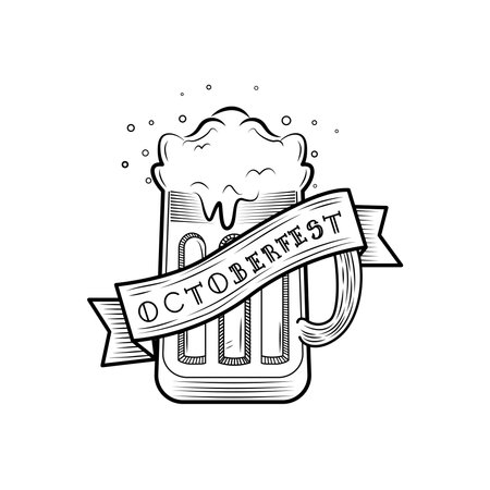 Sketch of a beer glass with foam Octoberfest Vectorのイラスト素材