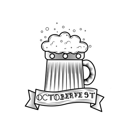 Sketch of a beer glass with foam Octoberfest Vectorのイラスト素材