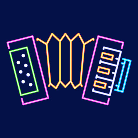 Isolated accordion neon vector illustrationのイラスト素材