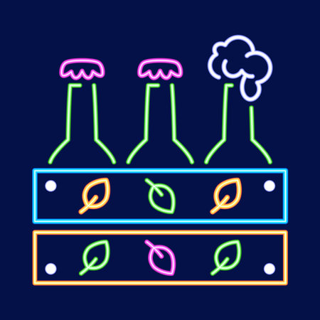 Isolated wood bottle neon vector illustrationのイラスト素材