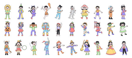 Set group color costume vector illustrationのイラスト素材
