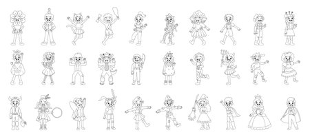 Set group draw costume vector illustrationのイラスト素材