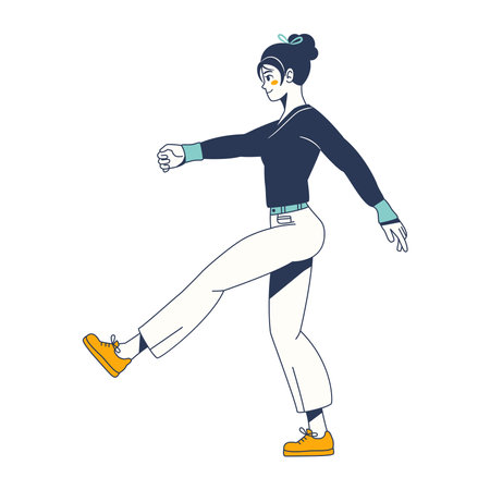 Isolated monochrome young female character Vectorのイラスト素材