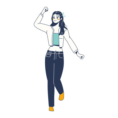 Isolated monochrome young female character Vectorのイラスト素材