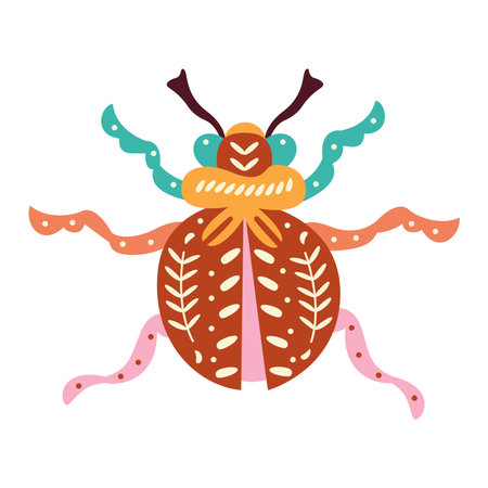 Isolated neutral colored ladybug with patterns Vectorのイラスト素材
