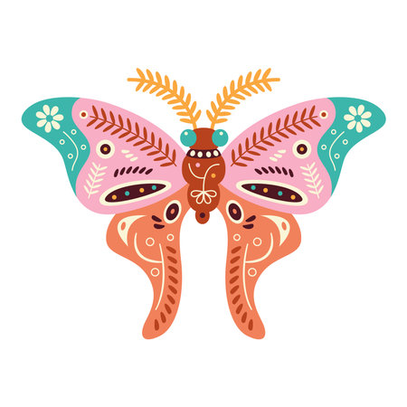 Isolated neutral colored butterfly with patterns Vectorのイラスト素材