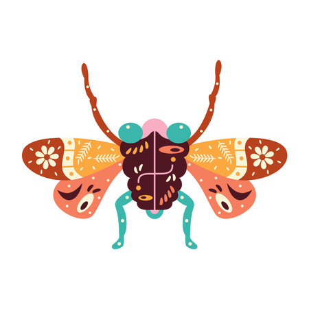 Isolated neutral colored fly bug with patterns Vectorのイラスト素材