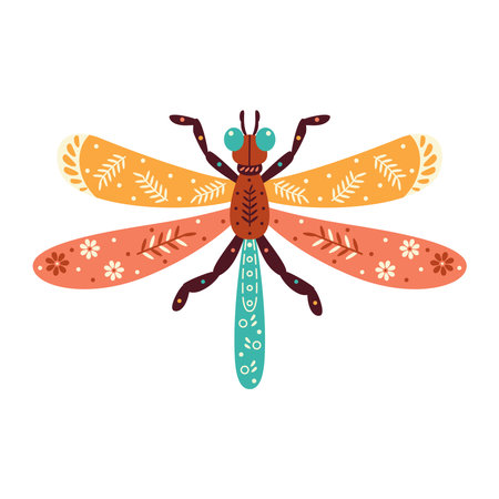 Isolated neutral colored dragonfly bug with patterns Vectorのイラスト素材