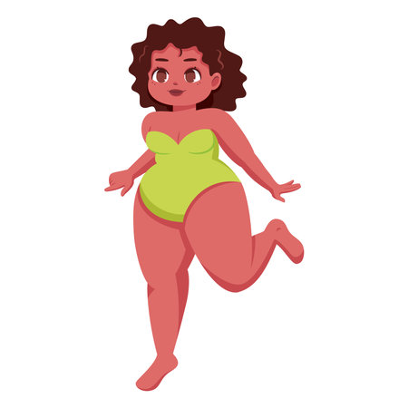 Isolated happy colored plus size model character Vectorのイラスト素材