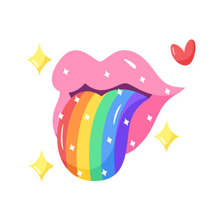 Isolated colored lips with tongue lgbt pride icon Vectorのイラスト素材