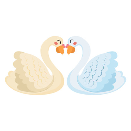Isolated cute birds in love Floral frame Vectorのイラスト素材