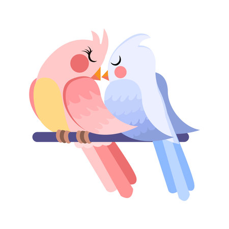 Isolated cute birds in love Floral frame Vectorのイラスト素材