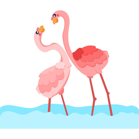 Isolated cute birds in love Floral frame Vectorのイラスト素材