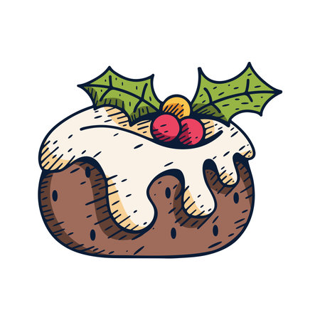 Vector Cartoon Cute Christmas Pudding Illustration Isolatedのイラスト素材