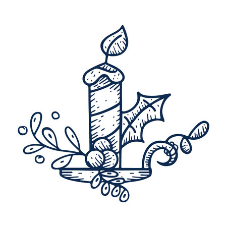 Vector Cartoon Cute Christmas Candle Illustration Isolatedのイラスト素材