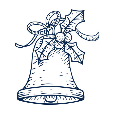 Vector Cartoon Cute Christmas Bell Illustration Isolatedのイラスト素材