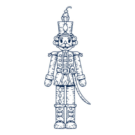 Vector Cartoon Cute Christmas Nutcracker Illustration Isolatedのイラスト素材