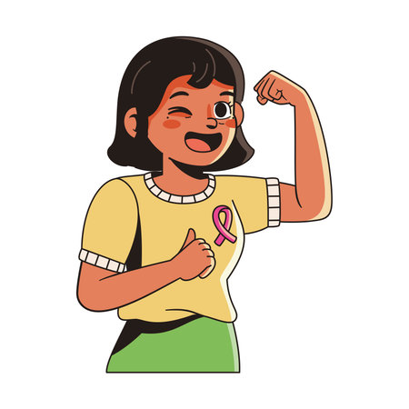 Vector Cartoon Cute Character World Cancer Dayのイラスト素材