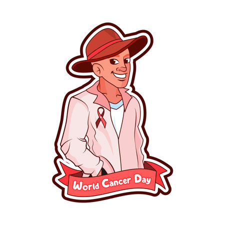 Vector Cartoon Cute Character World Cancer Dayのイラスト素材
