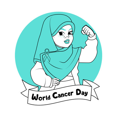 Vector Cartoon Cute Character World Cancer Dayのイラスト素材