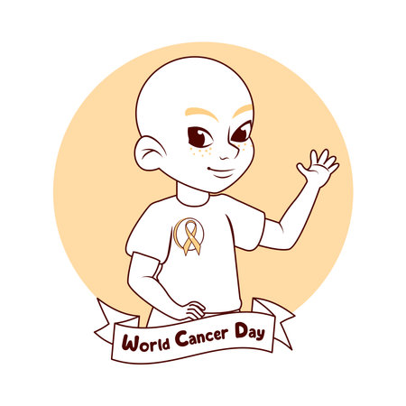Vector Cartoon Cute Character World Cancer Dayのイラスト素材