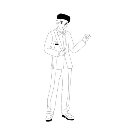 Vector Cartoon Cute Character Wedding Dress Couple Isolatedのイラスト素材